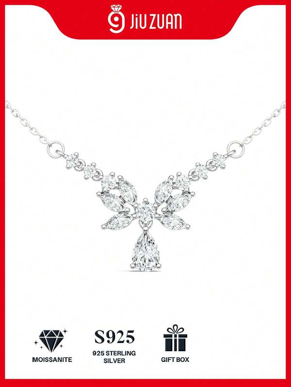 قلادة علقة من الفضة الإسترليني عيار 925 مرصعة بحجر الموسانيت، خالية من الحساسية، هدية أنيقة للنساء، مناسبة لعيد الأم، عيد الحب، الخطوبة، الزفاف، عيد الميلاد، الذكرى السنوية، المناسبات الرسمية