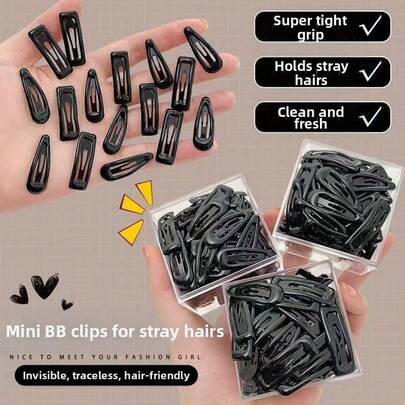 10个黑色金属发夹，日常、派对和节日造型工具，女士发饰，学习用品