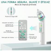 Limpiador  Eléctrico, Extractor de Mocos para con carga USB, Succionador de mocos con 3 cabezales de silicona y espalda, 5 niveles de succión ajustable - Regular - Ver 4