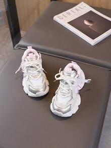 1 Pair Girls' Sports Shoes, Breathable Mesh Chunky Sneakers, Spring/Autumn New Kids Shoes - White - View 5