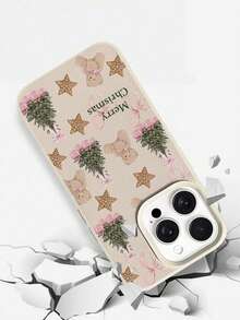 1pc Customizable Christmas Themed Phone Case With Cute Light Brown Bear Design, Compatible With IPhone 17 Pro Max/17 Air/16E/15/14 Plus/13/12/11, S24/20 Ultra/A73/A32/A15/A05S, Note 13 Pro Plus/12C/9S, Made Of TPU Material, Fashionable And Anti-Drop, Adds Holiday Atmosphere, Best Gift For Family And Friends