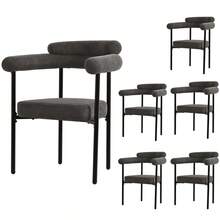 Table And Chair Set (5 Pieces), With Designer Metal Legs, Including 4 Hollow Armchairs In Wild Gray Leather Fabric, Elegant And Comfortable, Suitable For Restaurants. - 深灰色 + 白色 + 鐵 - 查看 3