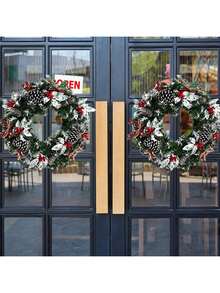 Décorations de Noël - Couronne de Noël artificielle de 8 pouces/11,81 pouces pour la porte d'entrée, avec aiguilles de pin, pommes de pin, baies et nœud. Décorations de Noël à suspendre pour la décoration de Noël, la décoration de fenêtre de la maison, la décoration murale, la décoration de la maison