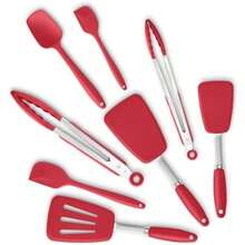 ALLWIN-HOUSEWARE W Juego de espátulas de silicona, pinzas de cocina, resistente calor hasta 500 grados F, antideslizante, sin , apto para lavaplatos, negro(Z-Rojo) - Tipo 1 - Ver 2