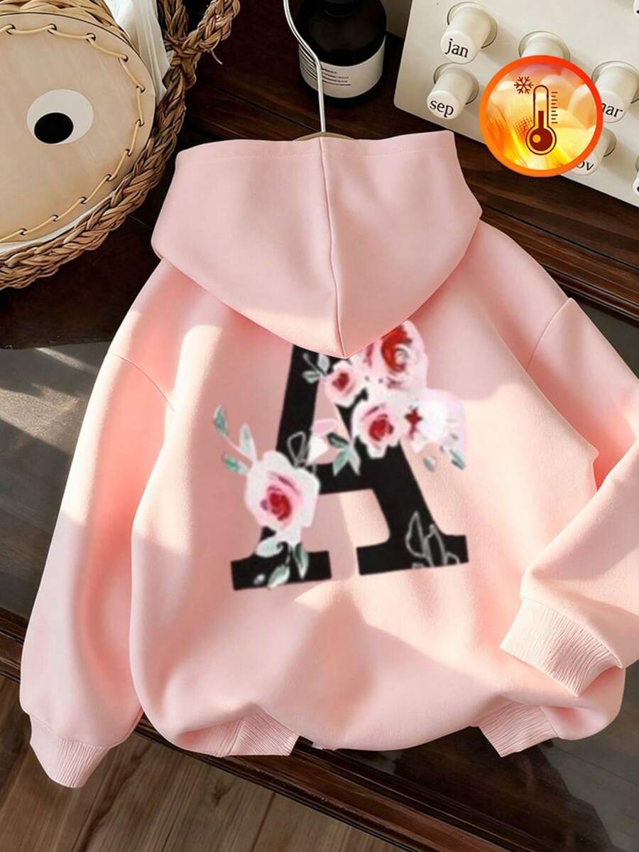 [Girls' Clothing] Tween Girl  Girl Clothing Cute Bow Print Pullover Hooded Sweatshirt Autumn And Winter Student Young Children's Clothing Long Sleeve Top - Fun And Colorful Hoodies To Inspire Every Child's Imagination Clothing For Children - Hồng - Xem 1