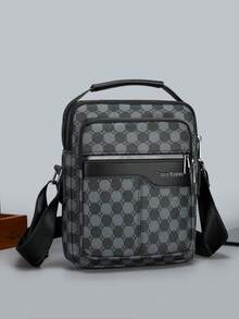 Borsa a tracolla casual impermeabile da uomo di colore unito, borsa a mano di stile verticale alla moda per il lavoro, borsa a tracolla compatta