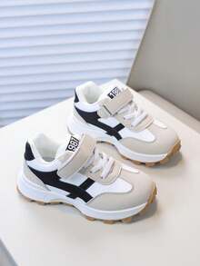 1 Pair Kids Sports Shoes, Boys' Breathable Casual Sneakers, Girls' Soft Bottom Chunky Sneakers, Running Shoes - Black and White - View 6