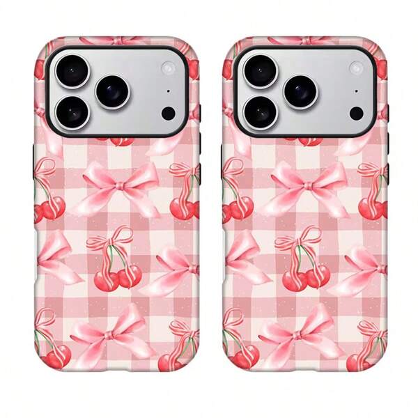 This High-End Korean-Style Phone Case Is Perfect For The Phone 17 Pro Max, Featuring A Checkerboard Pattern And Cherry Print. It's Also Compatible With Phone 11/12/13/14/15/16 Pro Max Plus. Its Fun And Adorable Design Is Suitable For Both Men And Women. Shockproof, Drop-Proof, And Scratch-Resistant, It's The Ideal Gift For Your Girlfriend During Christmas, Valentine's Day, Easter, Wedding Season, Or Her Birthday!