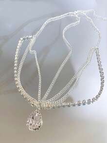 1 Stück modischer europäischer & amerikanischer Stil Kristall Stirnschmuck Wassertropfen Anhänger Haarschmuck, Bohemian Urlaub Strand Party Luxuskopfschmuck