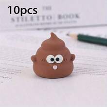 1 Stück/10 Stücke neuartige Stifthalter & Stifte in Kothaufen-Form - Lustige, kreative Büro-Schreibtischzubehör, geeignet für Büro, Schule oder Lernbelohnungen, braun mit verspieltem Gesichtsdesign, süße Schreibwaren, 10 Stücke Set, 1 Stück Farbe