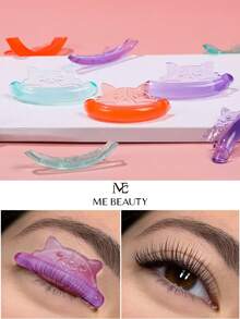 5 Pairs Self Sticky Lash Lift Rod, Cute Bear Lash Lift Pads For Eyelash Curling And Lifting, DIY Use At Home Or Salon Lash Perming Tool, Multiple Colors Available (Green,Orange,Purple) - Multicolor - View 1