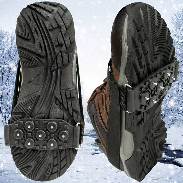 2Pcs/ Pair Hiking Anti-Slip Shoe Covers, Ice Snow Grips Traction Cleats, Durable Spikes For Boots Shoes, Outdoor Mountaineering Hiking Walking On Snow Ice, Essential Gear For Winter Adventures & Safety 2Pcs/ Pair Anti-Slip Hiking Shoe Covers With Spikes, Ice Snow Traction Cleats For Boots, Outdoor Mountaineering Walking Hiking On Icy Snowy Ground