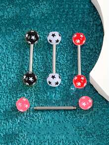 1pc Titanium Steel Luxury Rhinestone Decorated Tongue Piercing Jewelry For Women