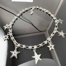 Gothic Star Skull Skeleton Choker Necklace Beaded Y2k Star Necklace Punk Goth Rhinestones Skull Pendant Fairy Grunge Chain Indie Hiphop Choker For Women{Inchcolor_nameinch:InchStarSunRhinestoneinch} - 星日水鑽 - 查看 6