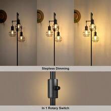 Industrial Dimmable Floor Lamp EDISHINE Farmhouse 3-Light Tree Floor Lamp - 黑色 - 查看 4