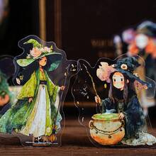 15张/袋贴纸，“魔法秘密收藏系列”，复古神秘魔法主题PET贴纸，剪贴簿用品，笔记本配件，相框装饰品，电脑和手机壳，水杯，旧杂志，铅笔盒，桌面装饰贴纸，返校季贴纸，学习用品 - 彩色 - 查看 9