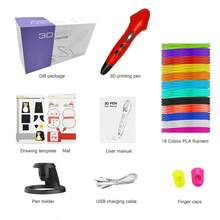 3D Printing Fighter Pen Set Doodle Printer Drawing 12 Colours PLA Filament Stencil Book + Project Guide, And Usb Charger Cable - Multicolor - View 11