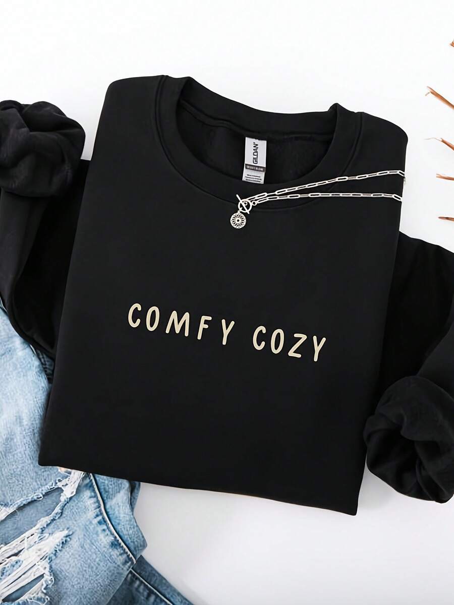 Comfy Cozy Crewneck Sweatshirt Cotton-Blend Loungewear,Autumn/Winter Hoodie Autumn Set - Style 12 - View 1