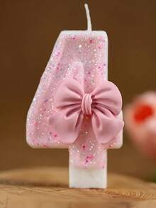 蝴蝶结装饰 0-9 数字蜡烛，升级硬盒包装，生日蛋糕装饰派对氛围用品，浪漫派对用品，单身派对，生日蛋糕装饰烘焙创意数字生日蜡烛蛋糕装饰蜡烛 DIY 手工制作，适用于生日派对、毕业派对、父亲节、母亲节、情人节、派对用品 - 粉色 - 查看 18