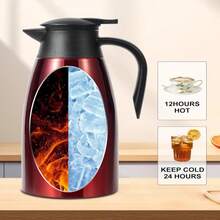 70oz Thermal Coffee Carafe For Keeping Hot,Updated Carafes For Hot Liquid, Stainless Steel Insulated Thermal Pot For Coffee, Hot Water,Keep Hot 12 Hours (Black 21 L) - ColorA - 查看 4