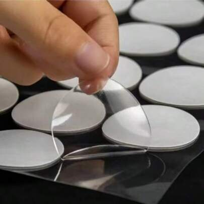 100片装高强度亚克力双面胶带 - 加厚圆形模切魔术胶，适用于气球和派对用品，透明双面圆形盲盒装饰，强力纳米胶