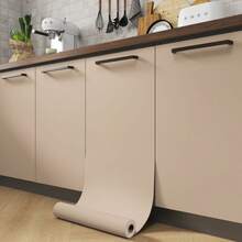 1 Roll Of Frosted Coffee Color Vinyl Self-Adhesive Wallpaper, Sticky Wallpaper, Kitchen, Bedroom, Living Room Warm Style Wall Decoration, Cabinets, Bookcases, Wardrobe Furniture Renovation Decoration, Home Decor, Room Decor, Apartment Decor - Mocha Brown - View 8