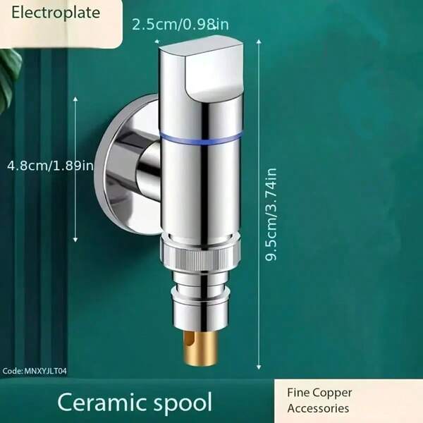 Modern T-Shaped Mini Washing Machine Faucet - Durable Stainless Steel, Wall-Mounted Design With Chrome Accents, Brushed Finish, Compression Valve Core, Ideal For Kitchen & Bathroom Laundry Rooms