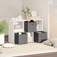 HOMCOM With 6 Compartments And 3 Fabric Drawers, Storage Shelf, Versatile, Grey On Site - 1 - View 5
