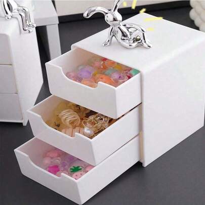 1pc INS Style White 3-Tier Drawer Storage Box, Creative Decor, Girly Jewelry & Accessories Organizer, Desktop Mini Multipurpose Storage, Room Decor