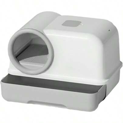 1pc Fully Enclosed Cat Litter Box 24.4in With Drawer Design Extra Long Corridor Anti-Sand Odour Cat Toilet For Large Cats