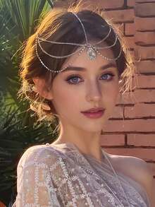 1 Stück modischer europäischer & amerikanischer Stil Kristall Stirnschmuck Wassertropfen Anhänger Haarschmuck, Bohemian Urlaub Strand Party Luxuskopfschmuck