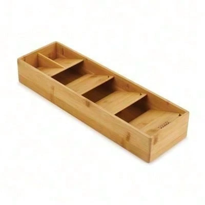 Joseph Joseph DrawerStore Bamboo Cutlery Organizer: In-Drawer Flatware Storage, Multiple Compartments, Light Brown - 預設 - 查看 1
