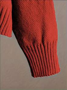 Women's Loose Solid Color Knitted Two Piece Set (Spring Thin) - Round Neck Long Sleeve Irregular Hem Autumn/Winter Sweatshirt And Wide Leg Pants With Split Cuffs, Comfortable Casual Wear, Casual Sportswear, Casual Knitted Set, Women's Thin Knitted Sweater Set, Women's Sportswear Set - 玫紅色 - 查看 2