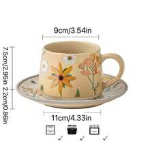 2 Stücke Vintage hochwertiges Blumen Kaffeetassen & Untertassen Set - Verschiedenfarbig - Übersicht 5