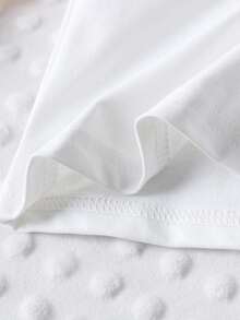 2 piezas Conjunto de niña bebé con blusa de manga larga con cuello Peter Pan blanco + pantalones cortos a cuadros, otoño/invierno