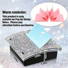 Rhinestone Self Stick Note Pad Holders 4 X 4 Inches Memo Sticky Dispenser Note Holder Sticky Dispenser For Office Home Desk Supplies AB Color