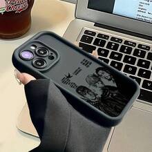 Funda de Teléfono de  de Anime Japonés  Compatible con iPhone 16, 15, 14, 13, 12, 11 Pro Max Mini XR XS X 7 8 Plus, Resistentes a Impactos, TPU Suave en la Parte Posterior - Burdeos - Ver 6
