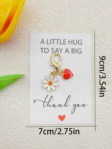 1/2 张创意“一个小小的拥抱，一份大大的感谢”英文感恩节贺卡，白色雏菊，红色爱心，银色爱心合金钥匙扣纸板吊坠包装配件，独立包装，感恩节/圣诞节/生日/情人节/教师节礼物 - 彩色 - 查看 6