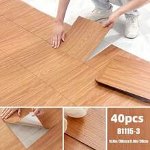 20/40片装豪华木纹自粘地板砖，防水防污，适用于家居地板和墙面装修装饰，易于安装和移除，适用于卧室、客厅、厨房、浴室和其他家居装饰。 - 彩色 - 查看 15