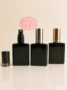 مجموعة من 3/5/10/20 قطعة من زجاجات الرذاذ المسطحة السوداء القابلة لإعادة التعبئة سعة 15 مل، رشاشات محمولة للتونر/العطر، أغطية رشاش باللون الذهبي الوردي/البنفسجي/الوردي، مع قمع وأداة إعادة التعبئة مضمنة - متعدد الألوان - مشاهدة 7