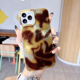创意新款时尚咖啡扎染玳瑁龟裂纹漆极简秋冬手机壳，兼容苹果17系列、11/12/12 Pro、13/14/15、13 Pro/14 Pro/15 Pro，防摔12 Pro Max/13 Pro Max/14 Pro Max/15 Pro Max，软壳16/16 Pro/16 Pro Max手机保护套