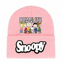 SNOOPY 1pc  Tricolor Beanie Hat, Suitable For Teenagers In Autumn/Winter, Rolled Edge Knit Cap, Round Head Warm, Solid Color, Minimalist Wool Hat, Casual Style, Can Be Used As Christmas Gift, Christmas Stocking Stuffer, Christmas Decoration - Multicolor - View 6