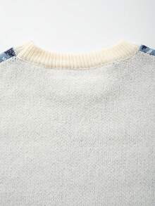 Herbst/Winter Herren Langarm Lässig Loose Luxuriös Elegant Pfauenfeder Allover-Muster Nische Retro Vielseitig Gemütlich Hochwertig Strickpullover mit Rundhalsausschnitt