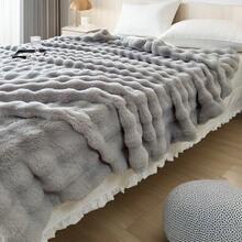 1pc Luxury Faux Mink Fur Plush Blanket, Thick Double-Layer Soft Fluffy Throw Blanket With Cloud-Like Feeling, Suitable For Home, Living Room, Bedroom, Sofa, Also A Great Gift To Upgrade Home Living Quality - High-grade Gray - View 3