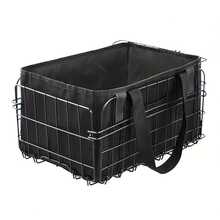 1 Peça Cesta Dobrável para Bicicleta com Bolsa Removível, Cesta para Bicicleta Dianteira/Traseira, Design de Liberação Rápida Grande de Metal - Preto - Visão 9