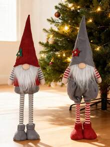 1 pièce Décoration de Gnome de Noël ajustable de 63 cm/24,8 pouces en rouge et gris, Rudolph, Cadeau de Noël, Décoration de sapin de Noël, Décoration d'intérieur mignonne, Décoration classique pour porte, fenêtre, fête, centre commercial, maison, cuisine, table
