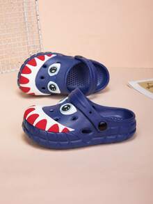 Atmungsaktive Kinder Cartoon Sandalen mit großen Zähnen und großen Augen, zweifarbig, lässig, bequem, rutschfest für Strand und Spiel, leichte EVA Klassische Sandalen/Hausschuhe für Innen und Außen