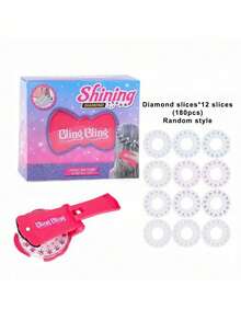 鑲嵌水晶頭髮套裝，少女時尚鑲嵌寶石套裝，附帶時尚造型工具和75顆水晶 - 輕鬆點擊裝飾您的頭髮、時尚，以及其他任何東西！（粉色）