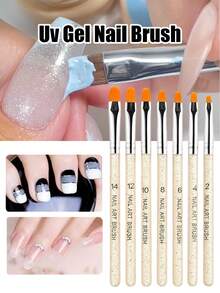 Zestaw 7 pędzelków do zdobienia paznokci żelem UV, odpowiedni do przedłużania żelu, profesjonalne pędzelki do zdobienia paznokci żelem UV z podwójnym zakończeniem, do akrylowych płytek paznokci i malowania (rozmiar: 2/4/6/8/10/12/14), artykuły do zdobienia paznokci, sprzedawca akcesoriów do zdobienia paznokci, zdobienie paznokci, prezent dla kobiet, pędzelek do malowania paznokci - Wielokolorowe - Zobacz 10