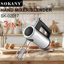 SOKANY-02017 电动手持式烹饪搅拌机，三合一功能，配备打蛋器、揉面钩和搅拌桨，800W 铜芯电机，304 不锈钢配件，5 档涡轮增压，烘焙师/厨师/咖啡师/糕点师/奶茶店必备工具 - 查看 1